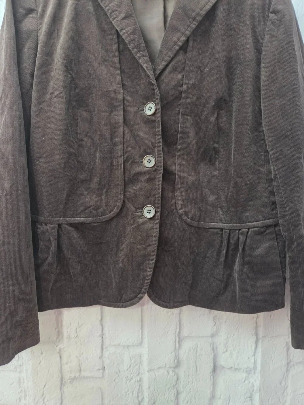 Talbots Size 12 Chocolate Brown Corduroy Triple Button Front Blazer Jacket